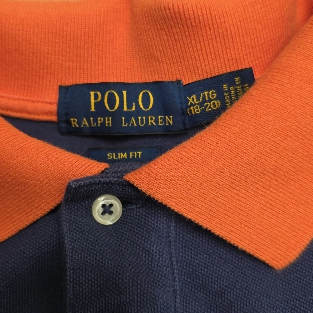 Ralph Lauren Polo- Navy & Orange Long Sleeve Shirt. Size XL